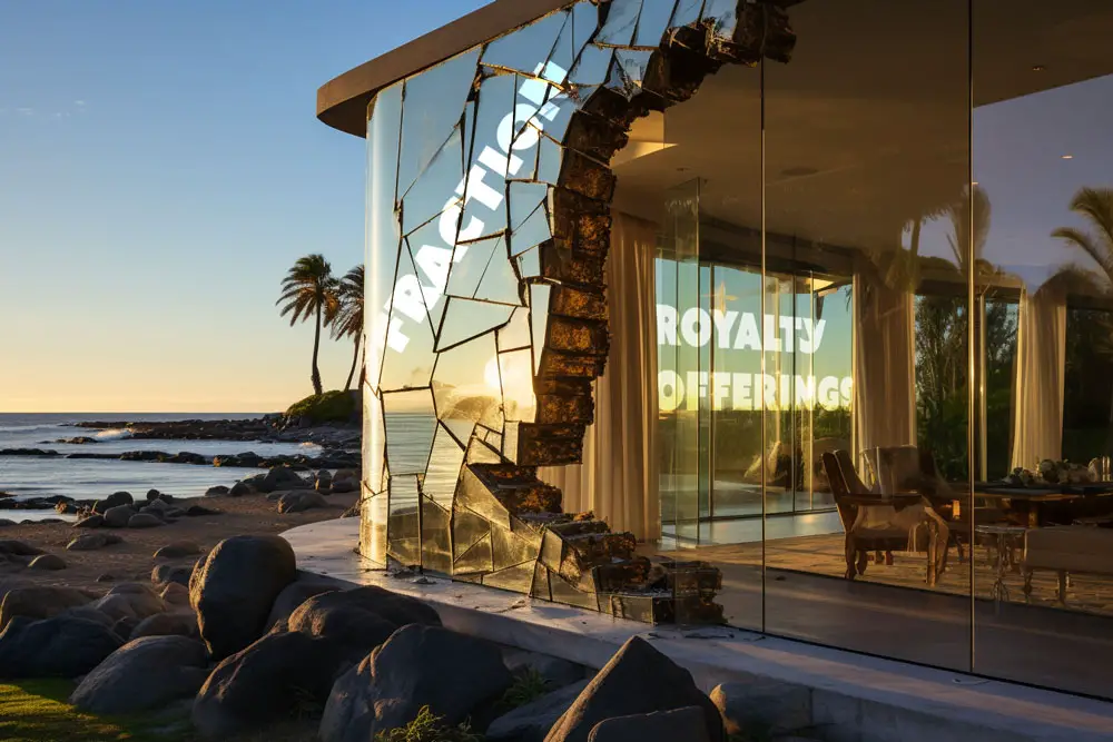 Luxury Home on a beach front with Broken Glass