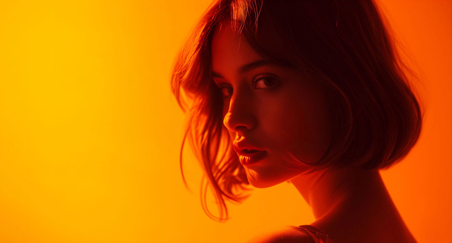 DangerGirlX Silhouette of a woman in red orange lighting profile view Portfolio Page