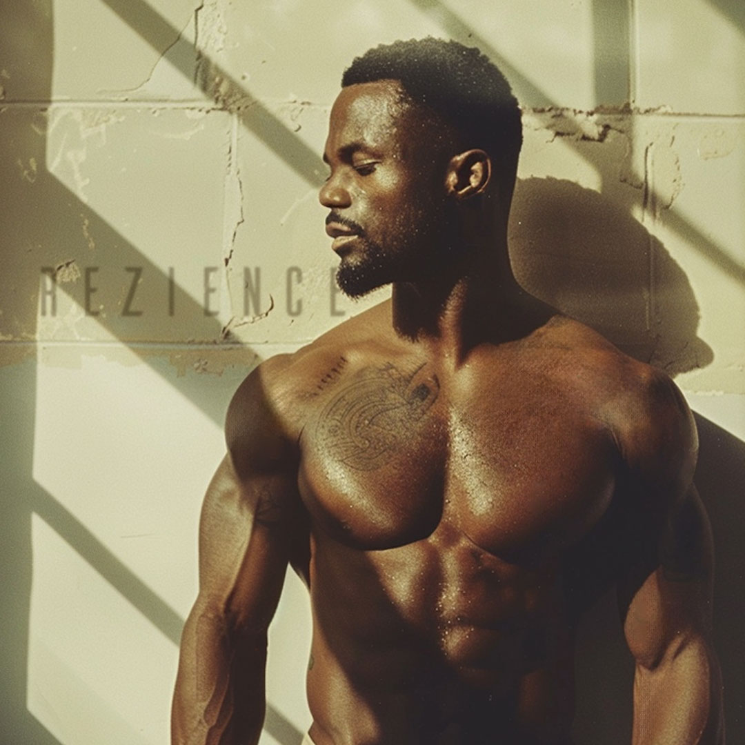Rezience Fit black man fitness photoshoot