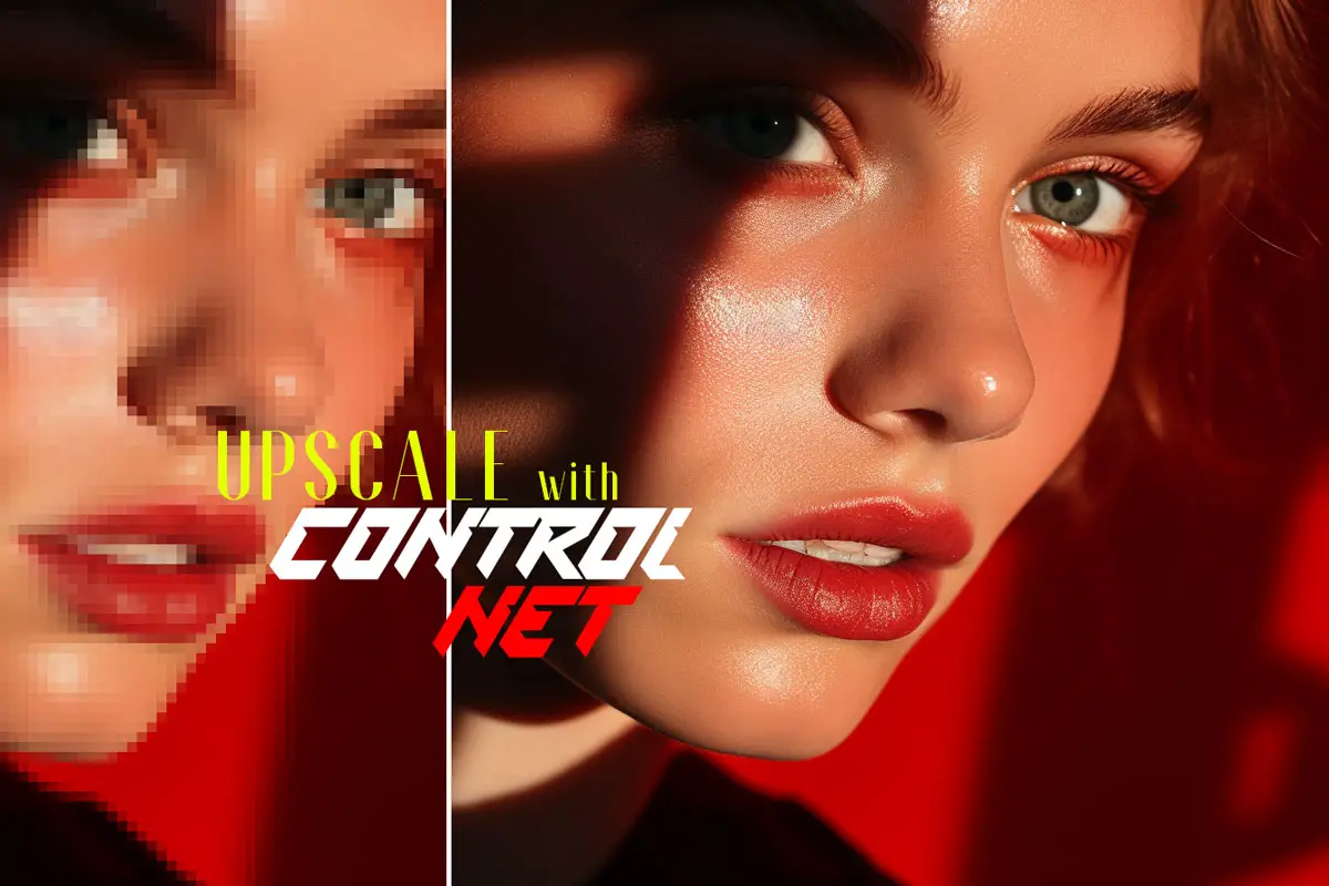 Portrait of a woman in red - ControlNet Upscale