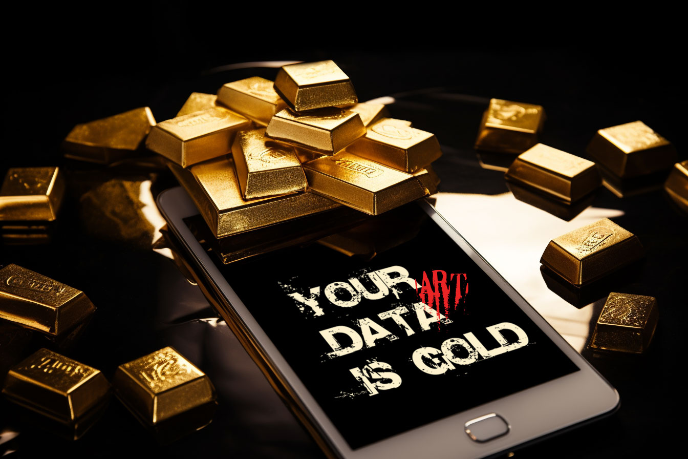 Your art data is gold - Phone with Gold Nuggets - Data Monetization
