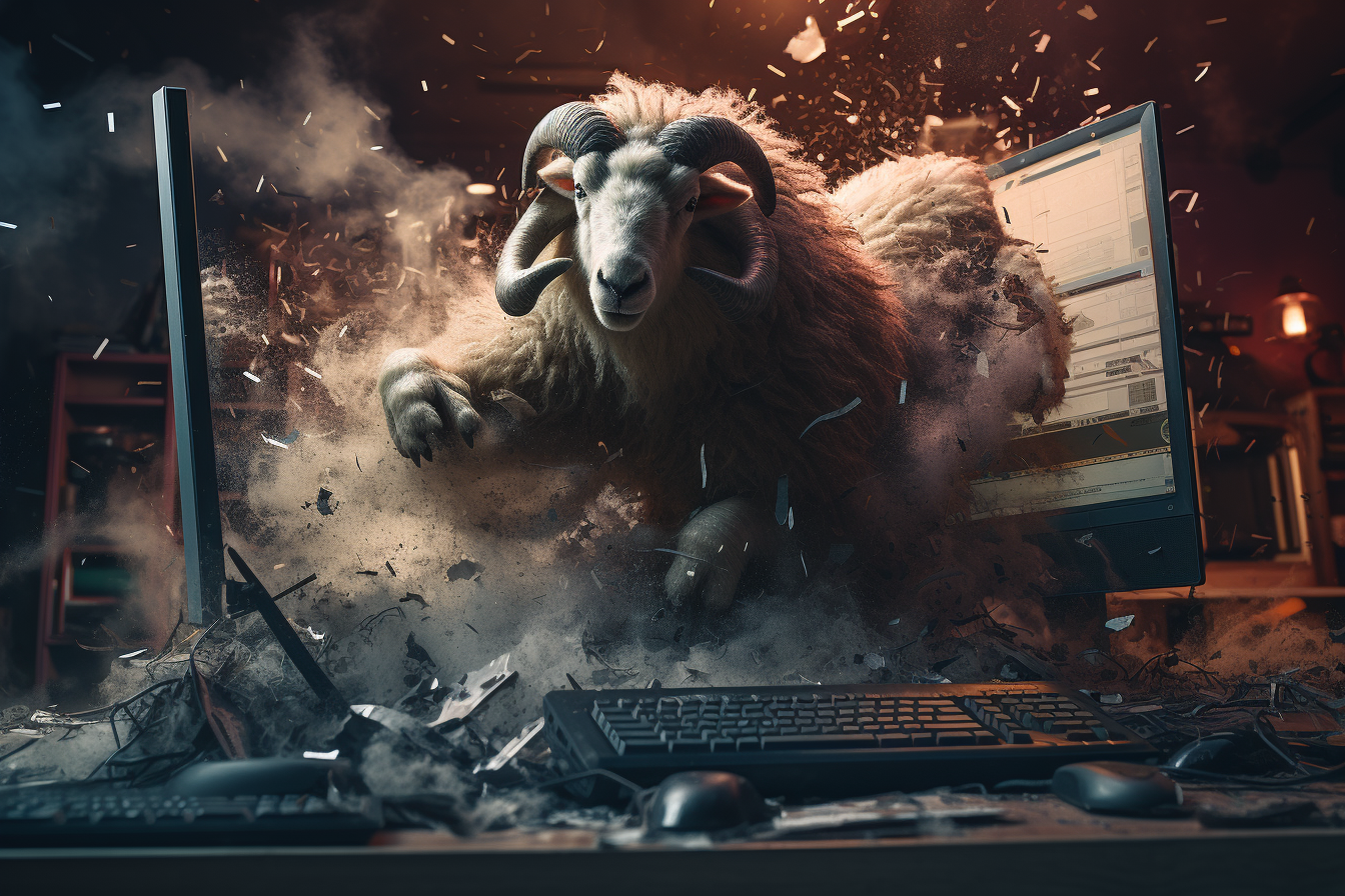 A ram busting through a PC Monitor - How Much RAM Do You Need for Stable Diffusion