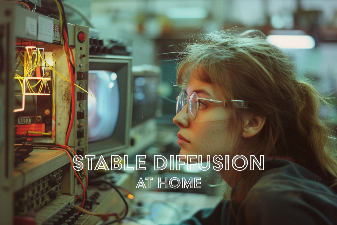 Concentrated woman working on electronic equipment with oscilloscope screens. - Stable Diffusion at Home