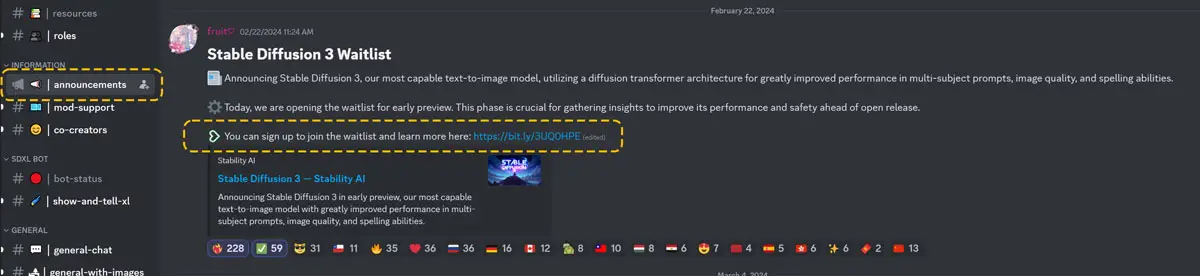 Stable Diffusion 3 Waitlist on Discord