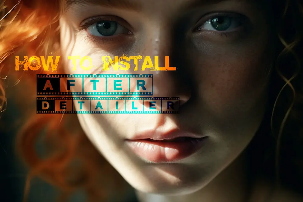 Portrait of a redhead woman with freckles, staring at the camera - How to Install ADetailer