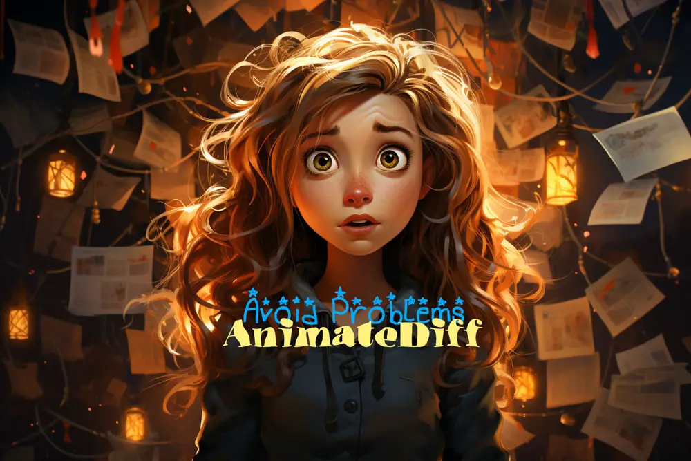 illustration of a suprised red head girl in a room of books - AnimateDiff Prompts