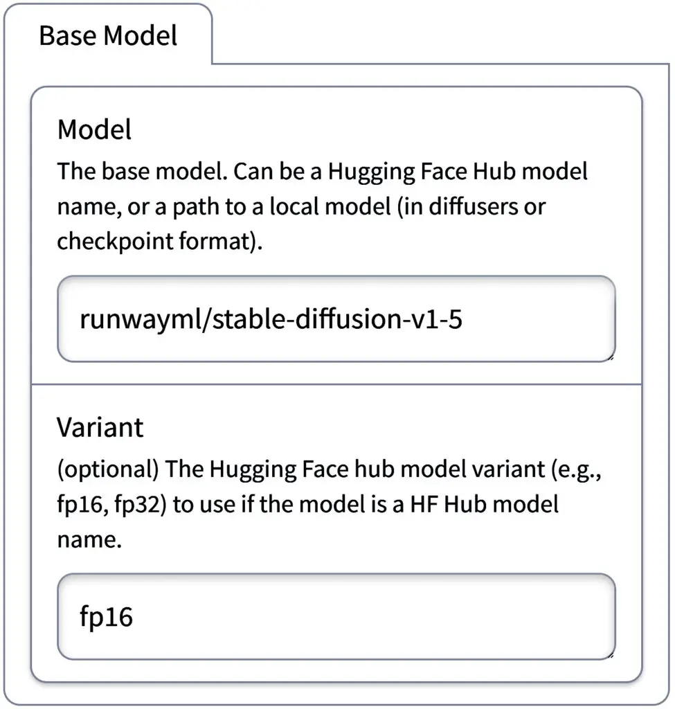 Base Model Selection invoke training UI