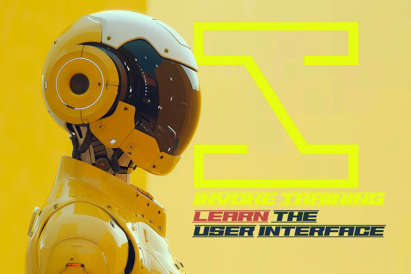 Yellow futuristic astronaut robot in yellow room - Invoke Training user Interface