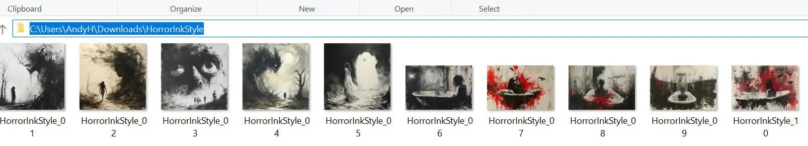 image thumbnails of horror art