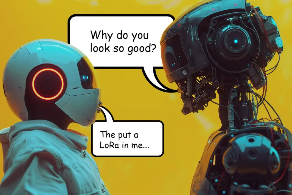 young robot talking to older robot